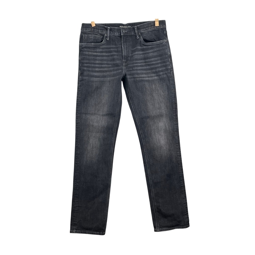 Rising Sun & Co Jeans Mens 35X32* Black Slim Straight Denim Charcoal Whiskered